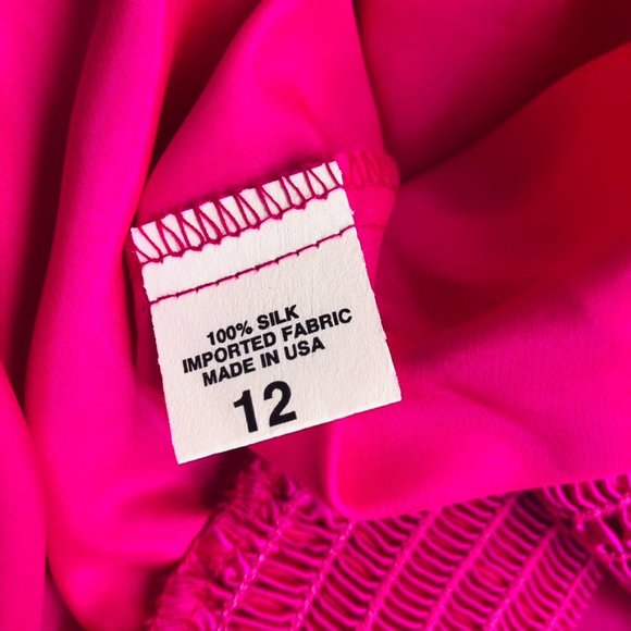 LABEL Womens 100% SILK PINK Long Sleeve BOAT NECK PULLOVER BLOUSE Top Size 12 - Picture 4 of 6